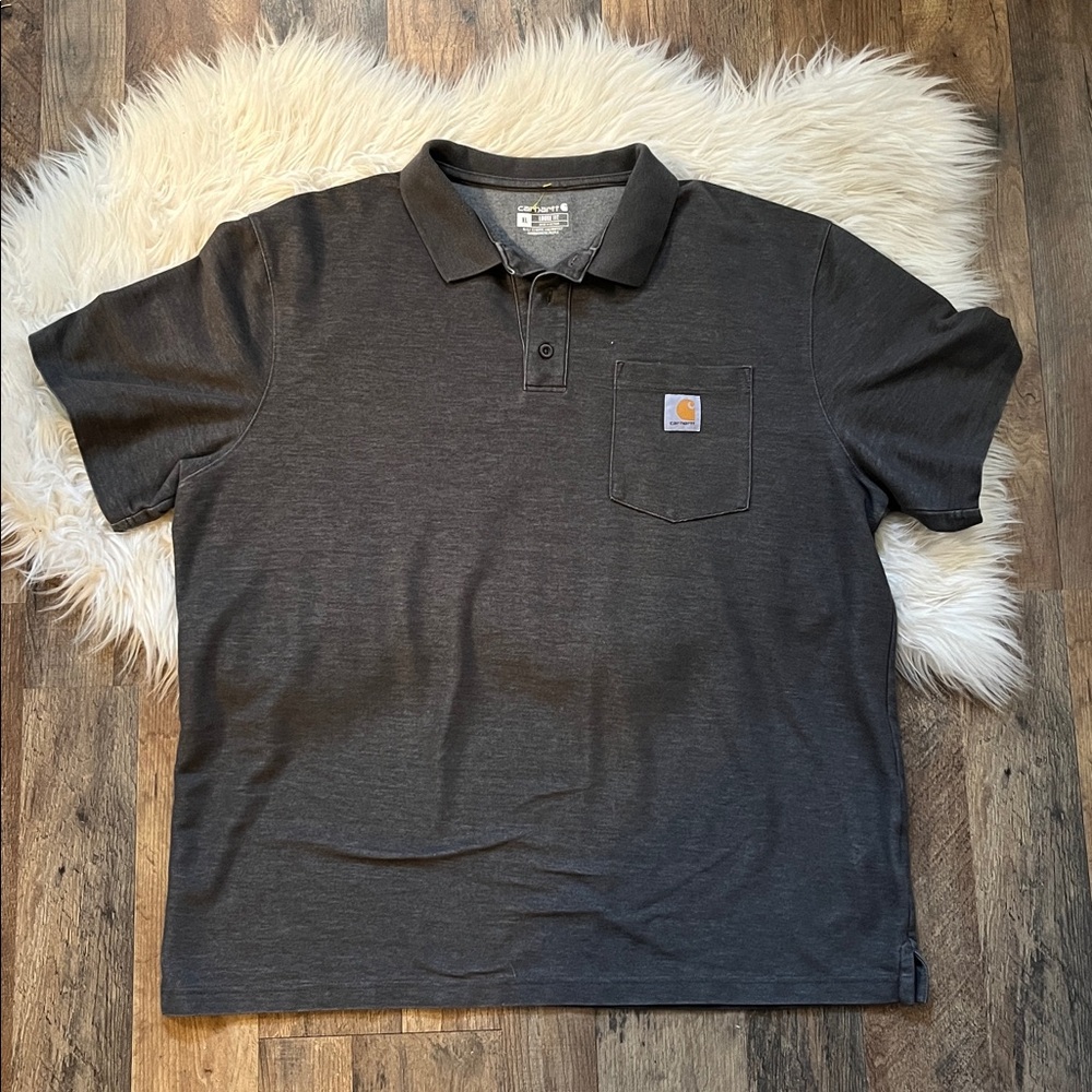 Carhartt Loose Fit Midweight Short-Sleeve Pocket Polo in carbon Heather size XL